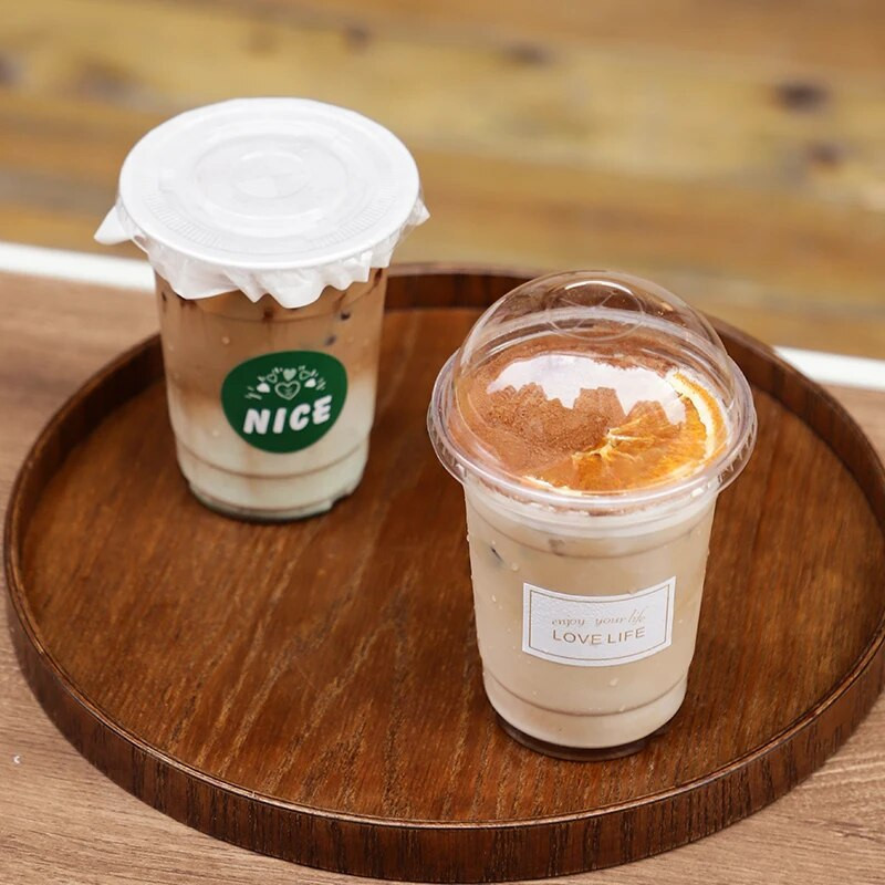 50tk/pakk 98mm läbimõõduga PET-mulli teetass Ühekordne kohvitass Külma joogitass Piima-tee tass 360/500/700ml