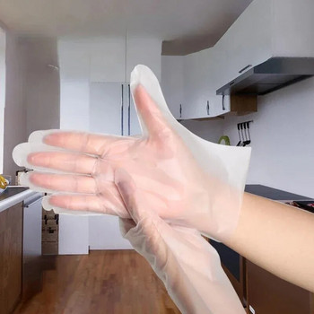 100Pcs TPE домакински почистващи ръкавици за хранителен клас Ръкавици без латекс Ръкавици за еднократна употреба Прозрачни неплъзгащи се киселинни работни условия