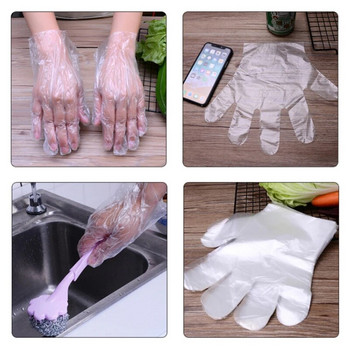 100 τμχ/παρτίδα Γάντια μιας χρήσης Πλαστικά γάντια κουζίνας Εφάπαξ Πλαστικά γάντια PE Διαφανή οικολογικά γάντια για DIY μαγειρική καθαριότητα μπάρμπεκιου