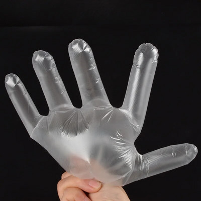 100 бр./лот ръкавици за еднократна употреба Кухненски еднократни пластмасови ръкавици PE прозрачни екологични ръкавици за Направи си сам готвене Почистване на барбекю