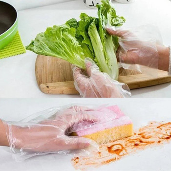 Γάντια μιας χρήσης 100 τεμ. Γάντια πολλαπλών χρήσεων για μαγείρεμα κουζίνας Καθαρισμός οικιακής χρήσης χωρίς λατέξ Προετοιμασία τροφίμων ασφαλή γάντια