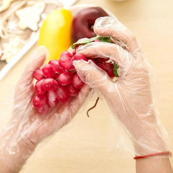 100PCS Ръкавици за еднократна употреба Мултифункционални ръкавици за кухненско готвене Почистване на домакинството Безопасни ръкавици за приготвяне на храна без латекс