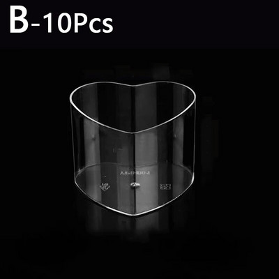 10 tk ühekordselt kasutatav läbipaistev ümmargune ruudukujuline südamekujuline tass DIY plastist multifunktsionaalne jogurtivaht magustoidu küpsetuskoogi konteiner