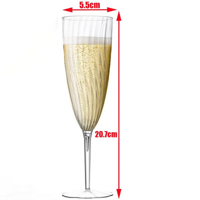 Set de pahare de vin de unică folosință 8 buc din plastic pentru flaute de șampanie, pentru petrecere de nuntă, pentru prăjire, pahare de cocktail, pahare de plastic