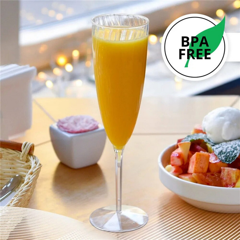 8 tk Plastikust šampanja flöötide tass 6 untsi ühekordselt kasutatavate veiniklaaside komplekt Pulmapeo röstimiskokteiliklaasid Plasttopsid