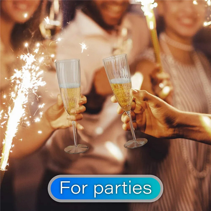 8 tk Plastikust šampanja flöötide tass 6 untsi ühekordselt kasutatavate veiniklaaside komplekt Pulmapeo röstimiskokteiliklaasid Plasttopsid