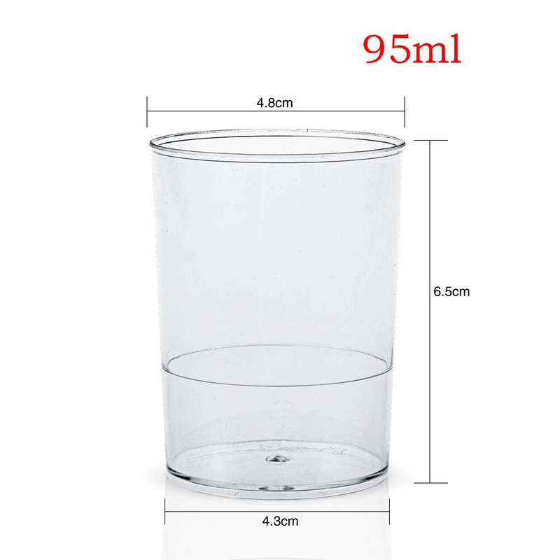 50 tk plasttops ühekordselt kasutatavad ümmargused magustoidutopsid, läbipaistev toidukonteiner tarretisjogurtivahu magustoidu küpsetamiseks