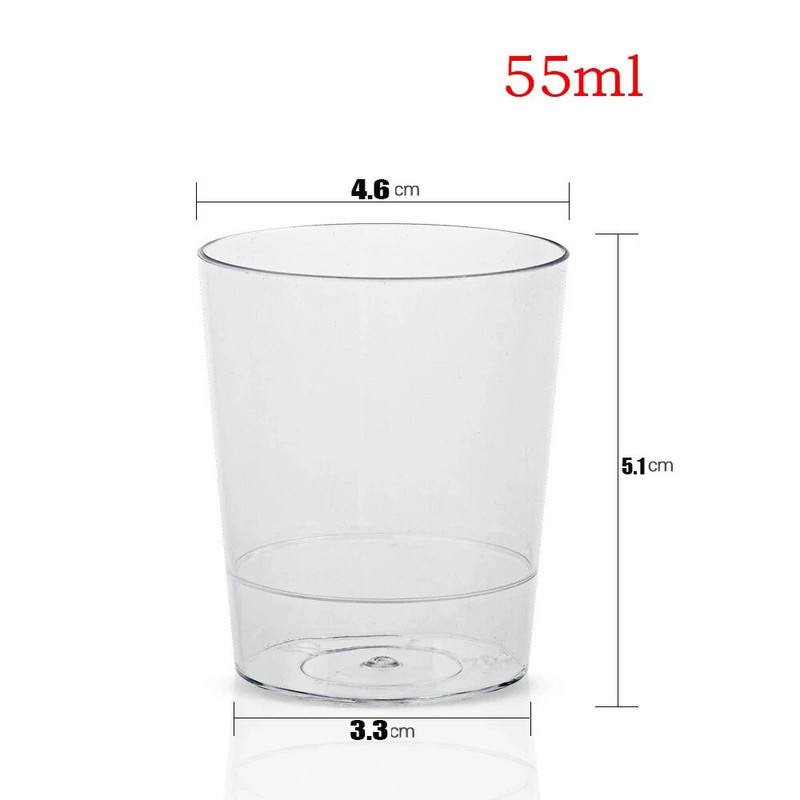 50 tk plasttops ühekordselt kasutatavad ümmargused magustoidutopsid, läbipaistev toidukonteiner tarretisjogurtivahu magustoidu küpsetamiseks