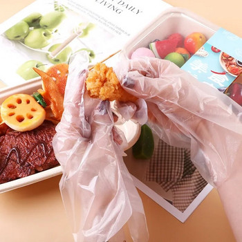 100PCS/Box Храна за еднократна употреба Пластмасови ръкавици Домашна Кухня Ресторант Барбекю Плодове Зеленчуци PE ръкавици Трапезария Аксесоари за красота