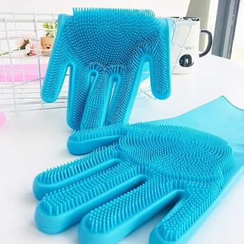2 τμχ/1 ζεύγος Magic Silicone Dishwashing Gloves Cleaning Gloves Multifunction Silicone Scrub Gloves Gloves for Kitchen House Cleaning