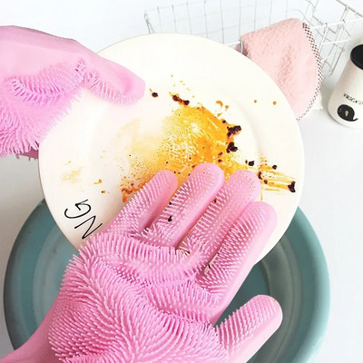 2 buc/1 pereche mănuși magice de curățare pentru spălat vase din silicon, mănuși multifuncționale pentru scrub, perie pentru curățarea gospodăriei de bucătărie