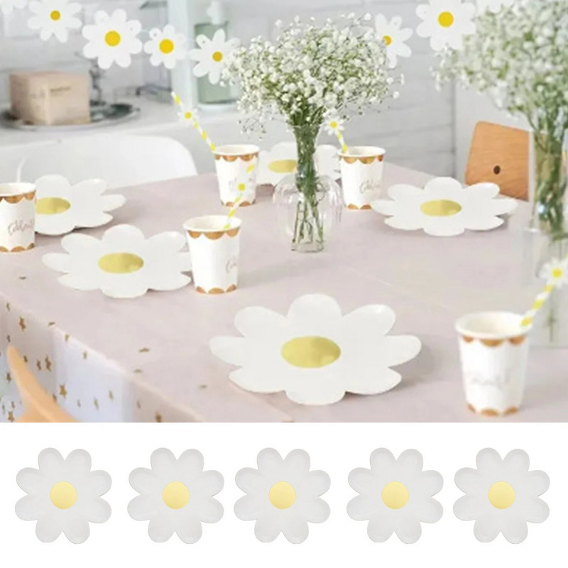 10 vnt / rinkinys 7 colių col. stiliaus vienkartiniai kūrybingi, mieli, maži, margalapio formos popieriniai lėkštės Vaikų gimtadienio nešiojamieji stalo reikmenys