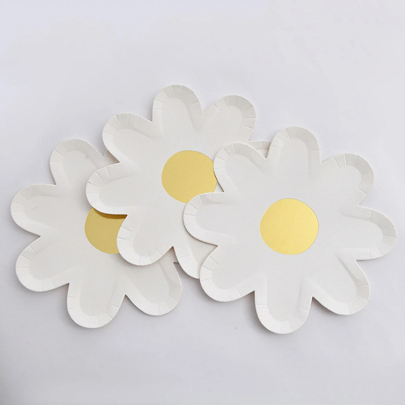 10 vnt / rinkinys 7 colių col. stiliaus vienkartiniai kūrybingi, mieli, maži, margalapio formos popieriniai lėkštės Vaikų gimtadienio nešiojamieji stalo reikmenys