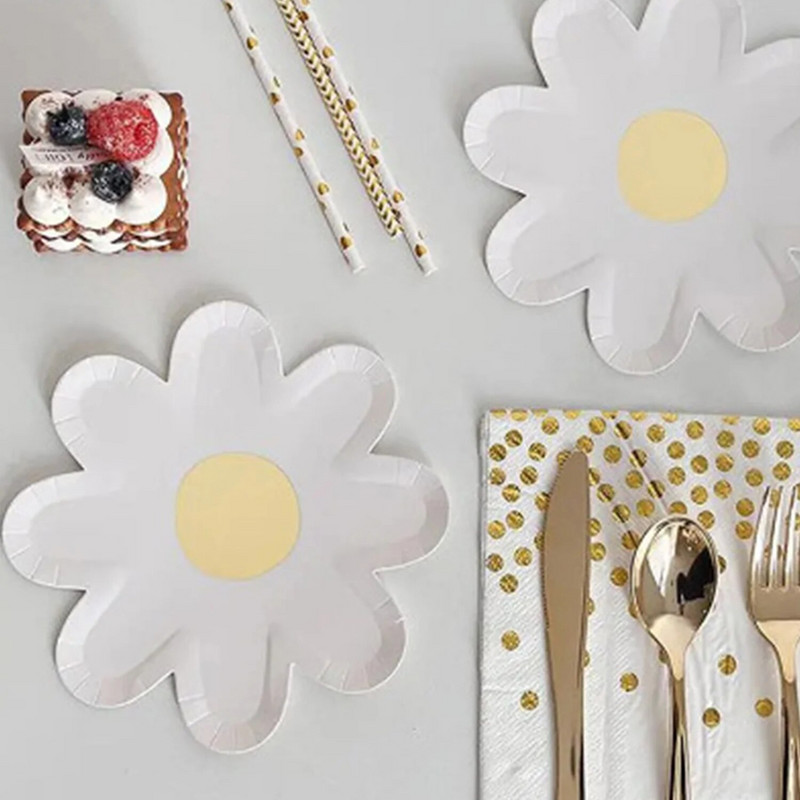 10 vnt / rinkinys 7 colių col. stiliaus vienkartiniai kūrybingi, mieli, maži, margalapio formos popieriniai lėkštės Vaikų gimtadienio nešiojamieji stalo reikmenys