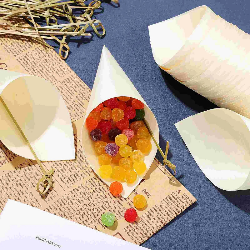 Medienos ragavimo kūgiai Maisto spurgai Vienkartiniai ledų kūgių pakavimo indas namų vakarėliams švediškas stalas pergamento suktinukai