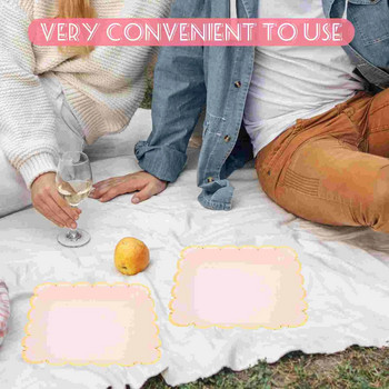 20 τμχ Ταψί για κέικ Ροζ τετράγωνο χάρτινο πιάτο για πάρτι Επιτραπέζιο σκεύος Συγκέντρωση φαγητού Οικιακό Φεστιβάλ Δείπνο