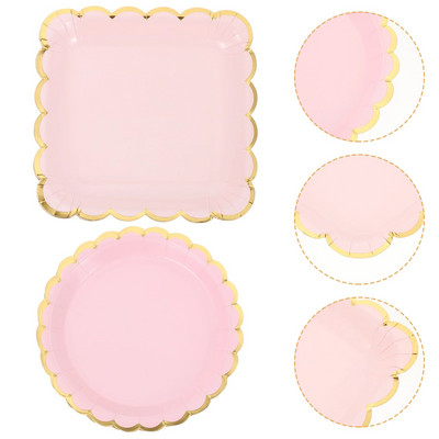 20 τμχ Ταψί για κέικ Ροζ τετράγωνο χάρτινο πιάτο για πάρτι Επιτραπέζιο σκεύος Συγκέντρωση φαγητού Οικιακό Φεστιβάλ Δείπνο