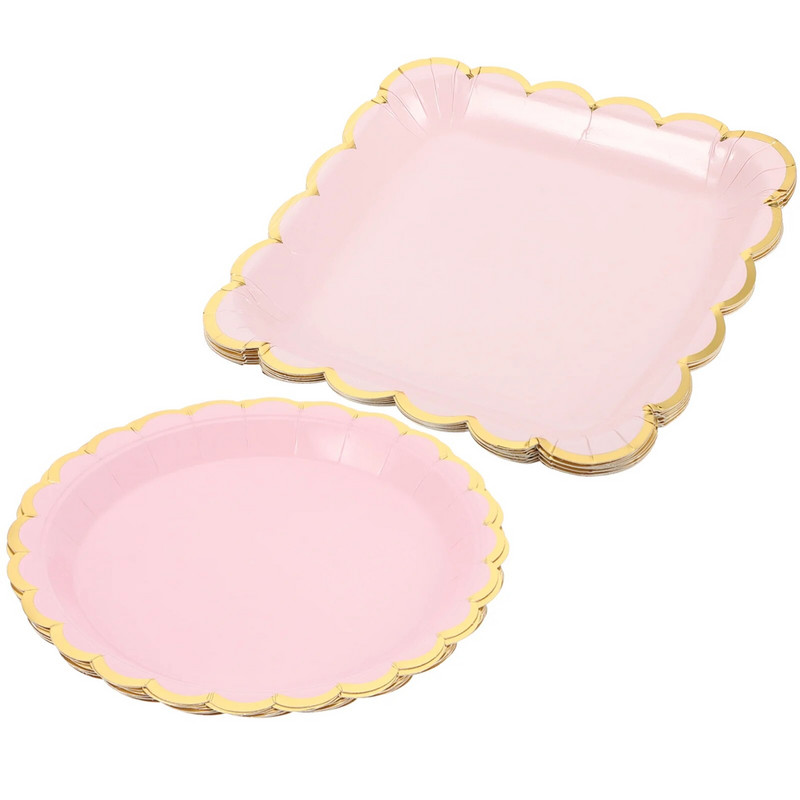 20 komada kalupa za tortu, ružičasti kvadratni papirnati tanjur Posuđe za zabavu Skupljanje hrane Domaćinski festival Večera