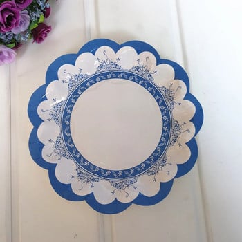 12 τμχ Κινέζικα χάρτινα πιάτα, μπλε και λευκά χάρτινα πιάτα πορσελάνης Χάρτινες πλάκες για πάρτι για πάρτι στο σπίτι