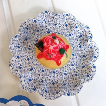 12бр. Китайски хартиени чинии, сини и бели порцеланови хартиени чинии Парти хартиени чинии за парти домашни събирания