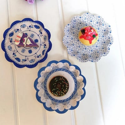 12 τμχ Κινέζικα χάρτινα πιάτα, μπλε και λευκά χάρτινα πιάτα πορσελάνης Χάρτινες πλάκες για πάρτι για πάρτι στο σπίτι