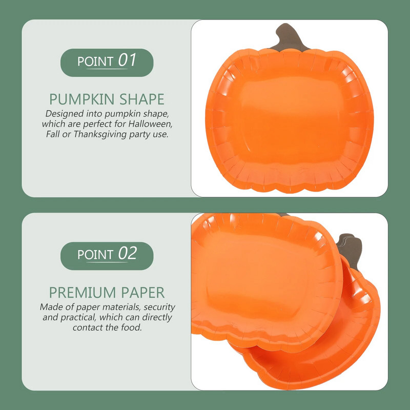 10/20/30 tk Ühekordsed kõrvitsa pabertaldrikud suupistekoogid magustoidud Halloweeni peo lauanõud kaunistustarbed