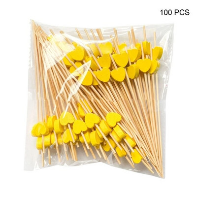 100 de bucăți Pick Desert Bufet Salată de fructe Furculiță Brioșă Cocktail de Legume Scobitori Material în formă de inimă