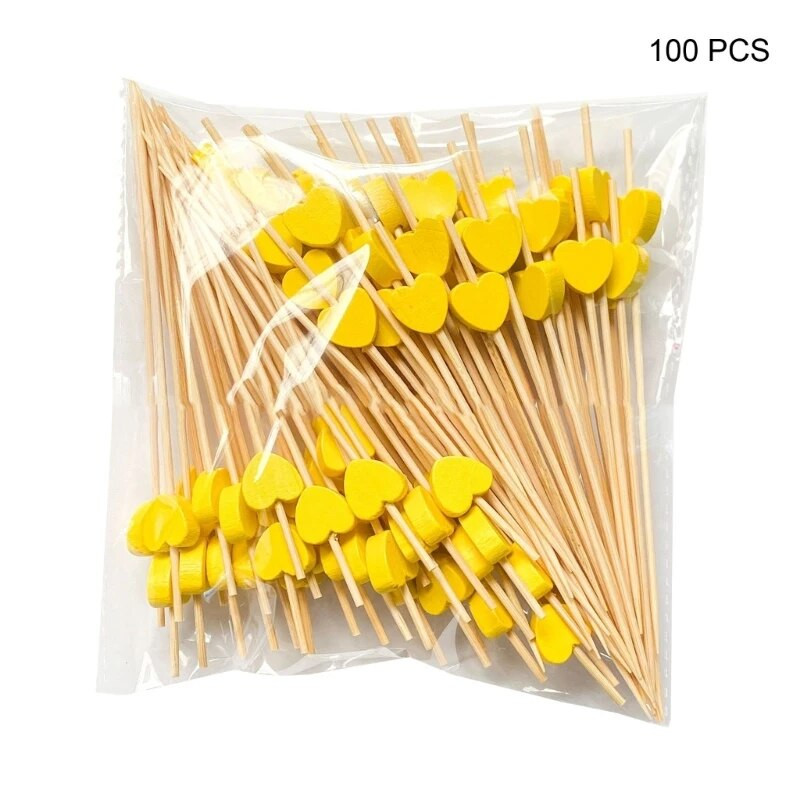 100 de bucăți Pick Desert Bufet Salată de fructe Furculiță Brioșă Cocktail de Legume Scobitori Material în formă de inimă