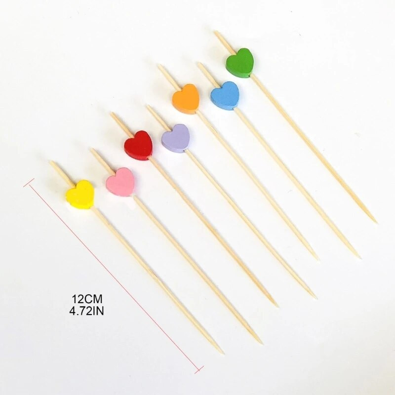 100 de bucăți Pick Desert Bufet Salată de fructe Furculiță Brioșă Cocktail de Legume Scobitori Material în formă de inimă