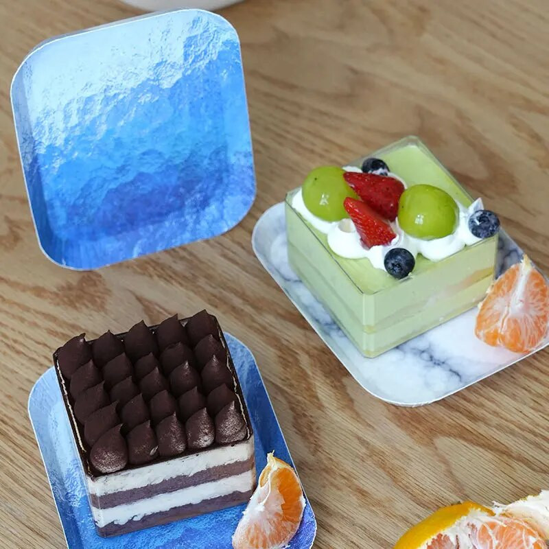 10 tk ühekordselt kasutatavad pabertaldrikud majapidamises kasutatavad marmorist paberist koogipabertaldrik Premium magustoidu puuviljataldrik peo grillitarbed