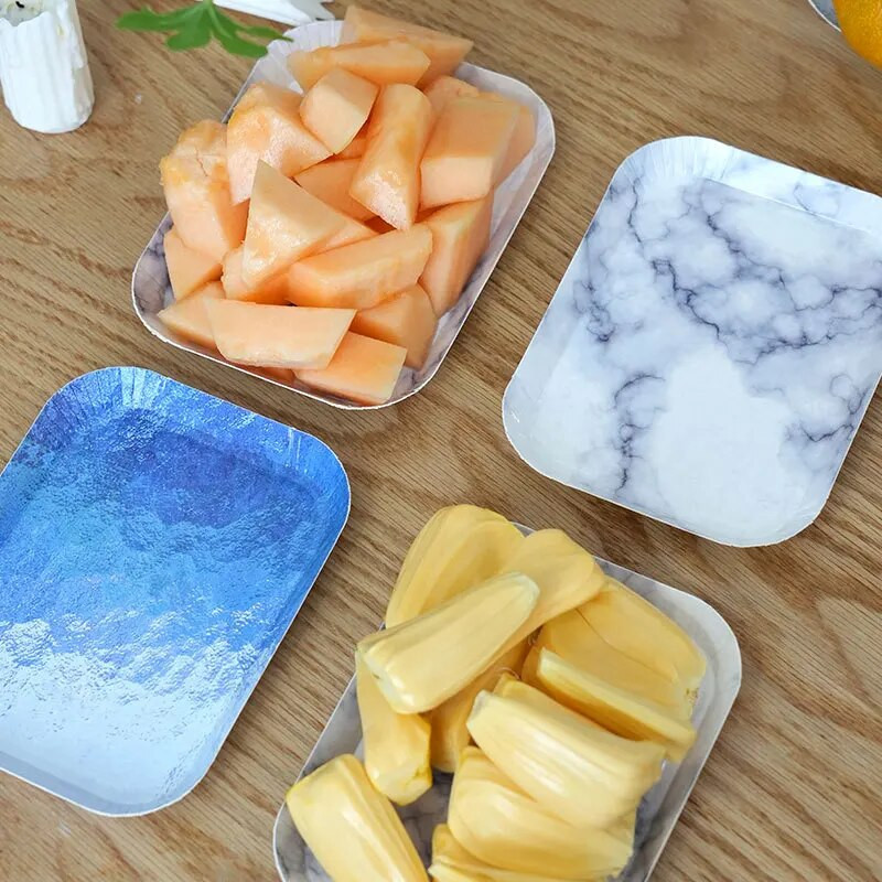 10 tk ühekordselt kasutatavad pabertaldrikud majapidamises kasutatavad marmorist paberist koogipabertaldrik Premium magustoidu puuviljataldrik peo grillitarbed