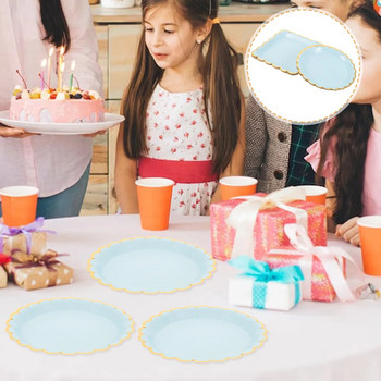 Розова квадратна хартиена чиния Фестивална храна Парти сервизи Чинии за еднократна употреба Плодове Сервии Празнични прибори за хранене