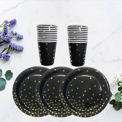Σετ χάρτινα πιάτα για πάρτι με χάρτινα ποτήρια με κουκκίδα Δημιουργικό ντεκόρ σερβίτσιο για πάρτι γενεθλίων για πάρτι γενεθλίων στο σπίτι του βραδινού κοιτώνα