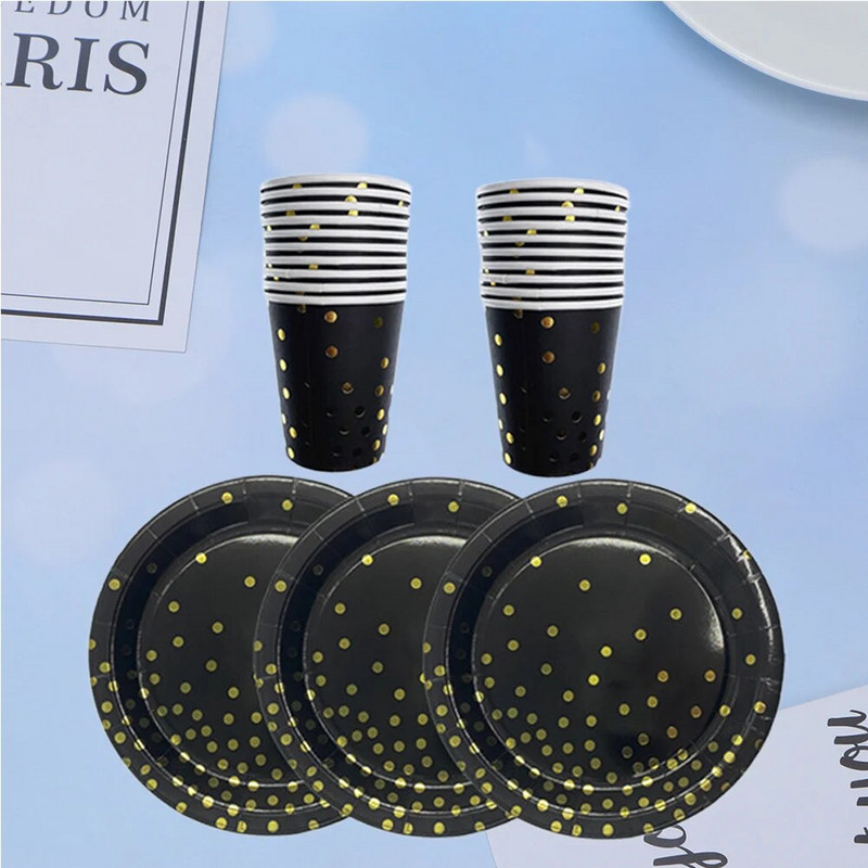 Σετ χάρτινα πιάτα για πάρτι με χάρτινα ποτήρια με κουκκίδα Δημιουργικό ντεκόρ σερβίτσιο για πάρτι γενεθλίων για πάρτι γενεθλίων στο σπίτι του βραδινού κοιτώνα