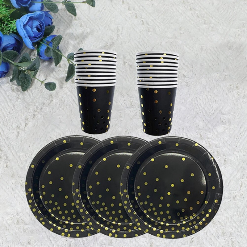 Σετ χάρτινα πιάτα για πάρτι με χάρτινα ποτήρια με κουκκίδα Δημιουργικό ντεκόρ σερβίτσιο για πάρτι γενεθλίων για πάρτι γενεθλίων στο σπίτι του βραδινού κοιτώνα