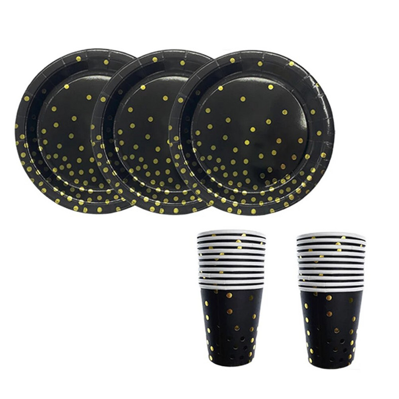 Σετ χάρτινα πιάτα για πάρτι με χάρτινα ποτήρια με κουκκίδα Δημιουργικό ντεκόρ σερβίτσιο για πάρτι γενεθλίων για πάρτι γενεθλίων στο σπίτι του βραδινού κοιτώνα