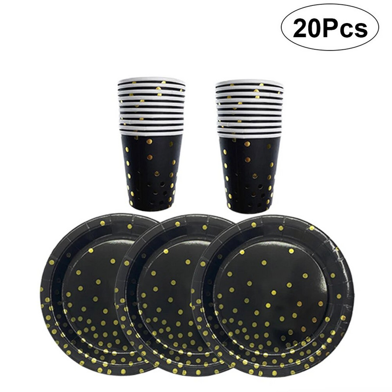 Σετ χάρτινα πιάτα για πάρτι με χάρτινα ποτήρια με κουκκίδα Δημιουργικό ντεκόρ σερβίτσιο για πάρτι γενεθλίων για πάρτι γενεθλίων στο σπίτι του βραδινού κοιτώνα