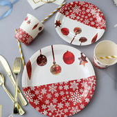 20 kom Snjeguljica Božićni papirnati tanjuri Tanjuri Desertni stol Dekoracije Posuđe Jednokratni pladnjevi Posuda Okruglo voće