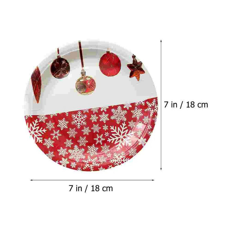20 kom Snjeguljica Božićni papirnati tanjuri Tanjuri Desertni stol Dekoracije Posuđe Jednokratni pladnjevi Posuda Okruglo voće