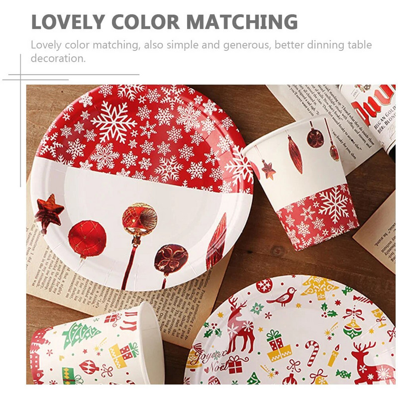 20 kom Snjeguljica Božićni papirnati tanjuri Tanjuri Desertni stol Dekoracije Posuđe Jednokratni pladnjevi Posuda Okruglo voće