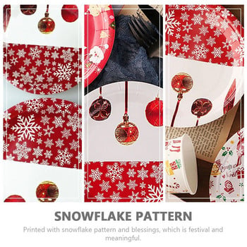 20 τμχ χάρτινα πιάτα Snowflake Χριστουγεννιάτικα μαχαιροπίρουνα μιας χρήσης στρογγυλά τυπογραφικά επιτραπέζια σκεύη Χριστουγεννιάτικες θήκες