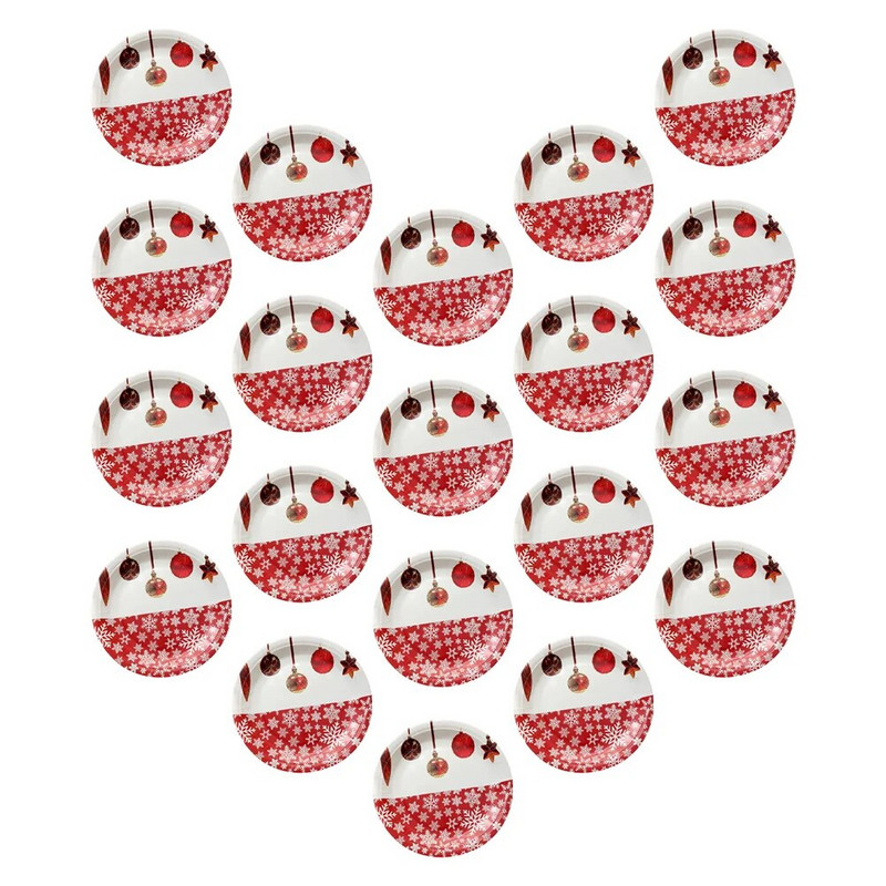 20 τμχ χάρτινα πιάτα Snowflake Χριστουγεννιάτικα μαχαιροπίρουνα μιας χρήσης στρογγυλά τυπογραφικά επιτραπέζια σκεύη Χριστουγεννιάτικες θήκες