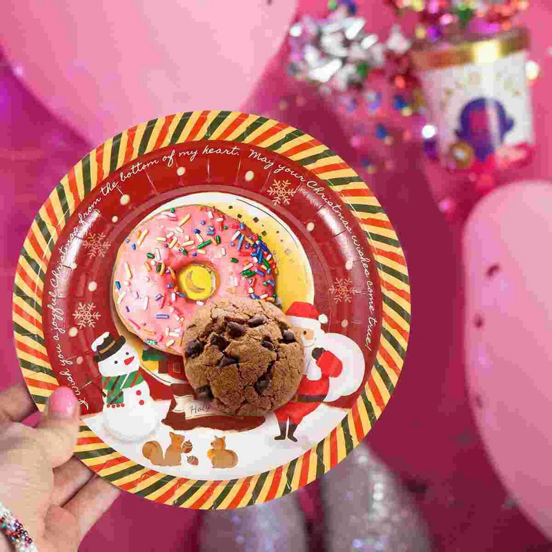 12 vnt stalo reikmenų vienkartinis karštas štampavimo padėklas Kalėdų popierinės lėkštės Indai Vakarėlis Desertai