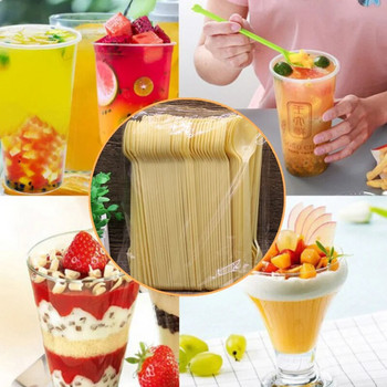 100/50 броя мини пластмасова лъжица Еднократна лъжица за съдове за желе, сладолед Десерт Еднократна пластмасова лъжица супена лъжица