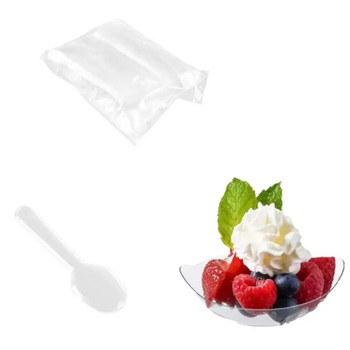 100 τμχ Mini Clear Plastic Spoons Αναλώσιμα μαχαιροπήρουνα κουτάλια για ζελέ Παγωτό Επιδόρπιο Ορεκτικό μιας χρήσης Πλαστικό κουτάλι