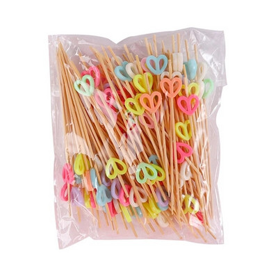 100 TK Toiduvalik magustoit Rootsi lauas puuviljasalat kahvel Muffin köögiviljapulk kokteil hambaorkid südamekujuline bambusmaterjal