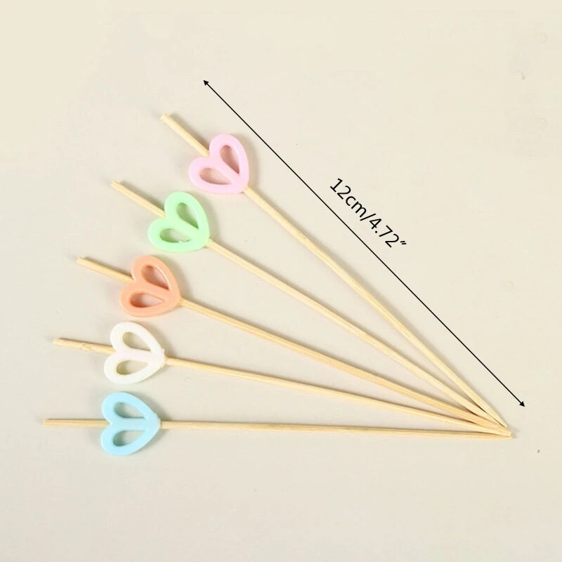 100 TK Toiduvalik magustoit Rootsi lauas puuviljasalat kahvel Muffin köögiviljapulk kokteil hambaorkid südamekujuline bambusmaterjal