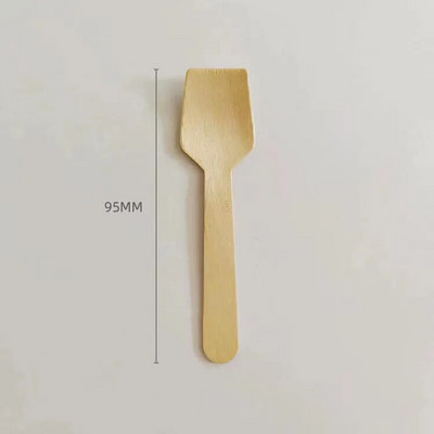 100 vnt Mini mediniai šaukšteliai vienkartiniai ekologiški cukraus druskos šveitimo šaukštai biologiškai skaidūs ledų desertiniai šaukštai 