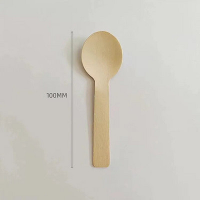 100 vnt Mini mediniai šaukšteliai vienkartiniai ekologiški cukraus druskos šveitimo šaukštai biologiškai skaidūs ledų desertiniai šaukštai 