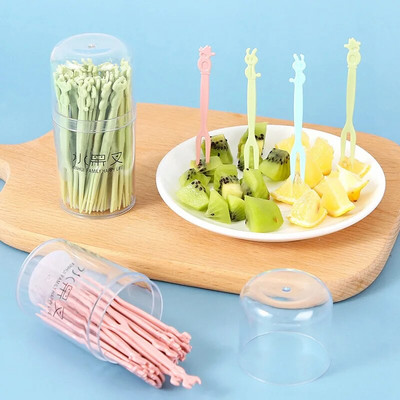 50 buc/cutie furculiță pentru fructe de uz casnic mini furculiță de unică folosință pentru fructe din plastic pentru gustare, prăjitură, pentru desert
